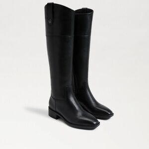 Sam Edelman Drina Tall Shaft Boots Black Women Zip, Square Toe Sz 7